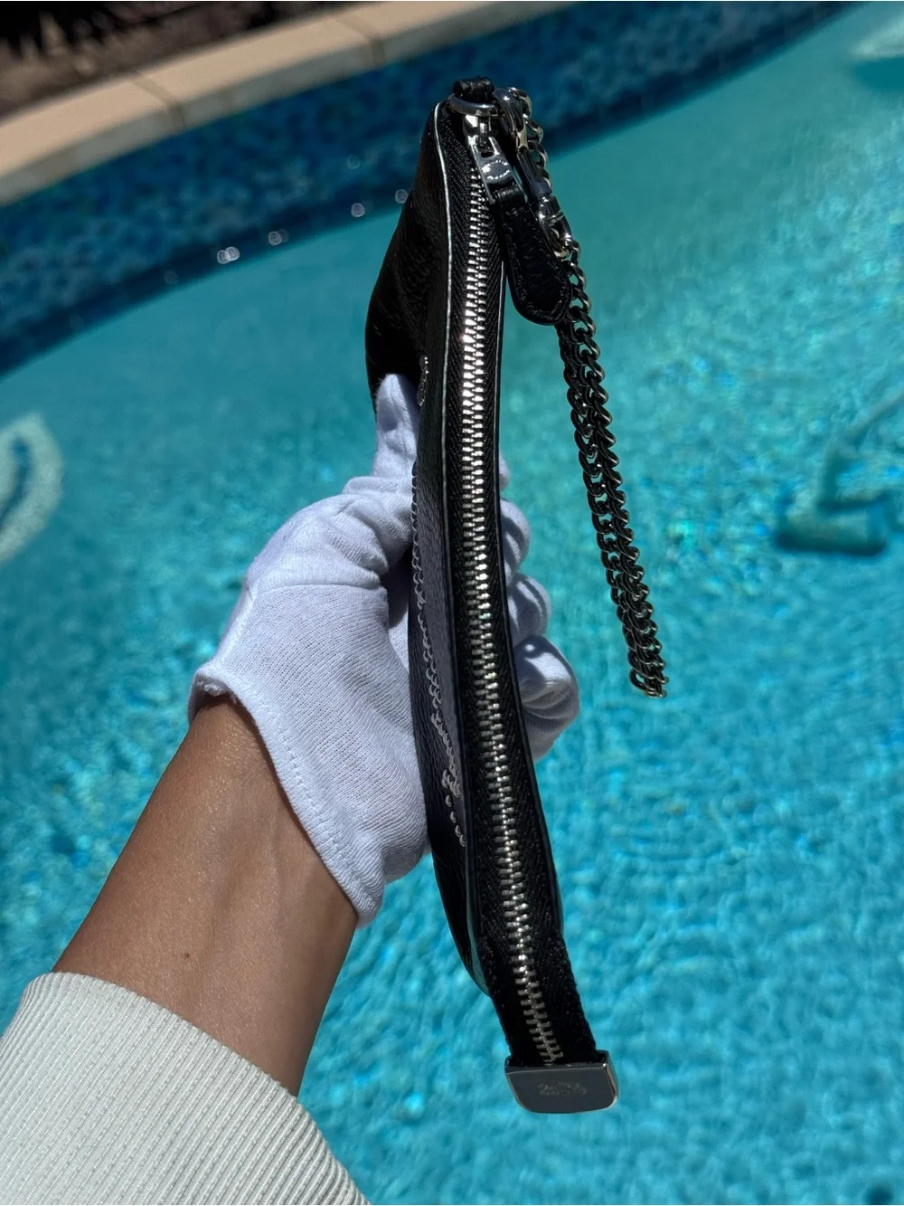 Coach clutch studded Coach script